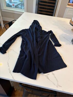 Athleta Navy Hooded Open-Front Cardigan - Size XXS